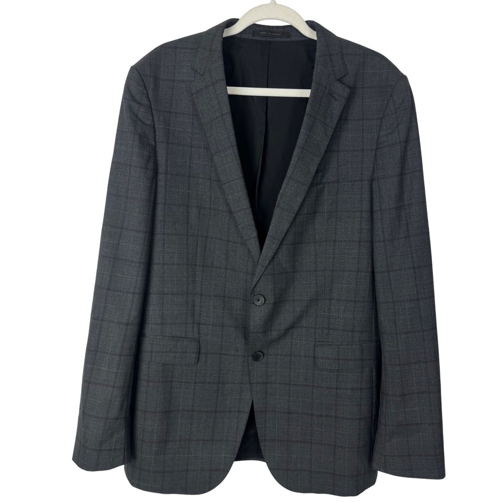BOSS Hugo Boss Guabello Plaid Blazer Sport Suit Slim‎ Coat Jacket Men 42L Wool